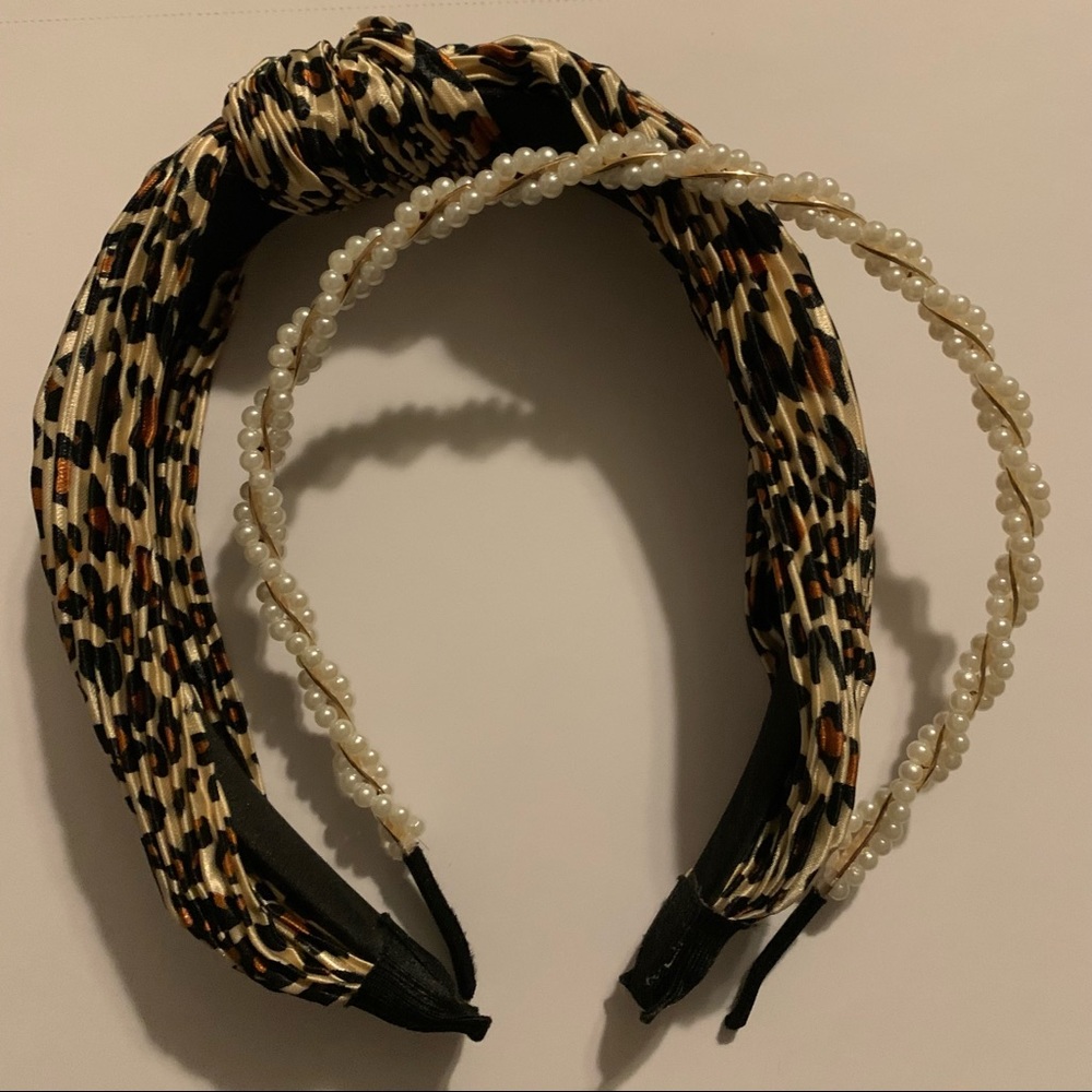 Headbands leopard and pearl